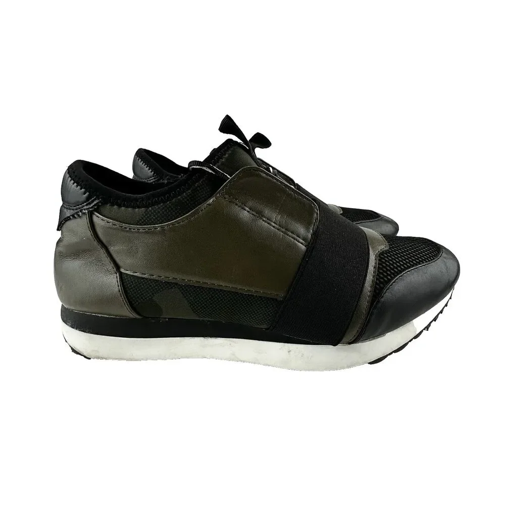 Steve Madden Women's 7.5M - Green & black PU leather sneaker casual shoes KAIYO